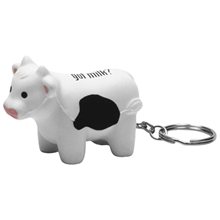 aerial view a white/black milk cow stress reliever keychain, image 1 of 2