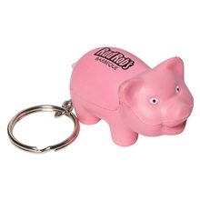 aerial view a pink pig key chain - stress reliever, image 1 of 3