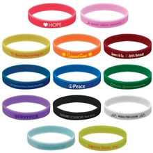 aerial view a group of printed silicone wristband, image 1 of 2