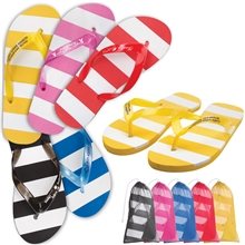 a group of striped adult flip flop