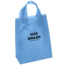 aerial view a blue lily frosted plastic flexo ink tote bag - 8 x 10, image 1 of 2