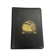 aerial view a black riverside deluxe padfolio printed conference ring binder, image 1 of 6