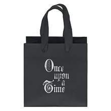 aerial view a black 157 gsm laminated dublin bag w / foil print, image 1 of 5