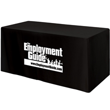 aerial view a black fitted 4- sided table cover - fits 4 foot standard table, image 1 of 2