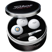 aerial view a black titleist(r) pro v1 golf ball tin, image 1 of 2