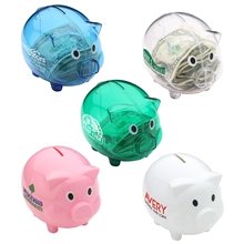 a group of piggy bank with twist - open bottom