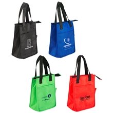 a group of lightning sack non - woven insulated lunch bag