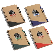 aerial view a group of recycle write notebook pen, image 1 of 2