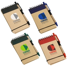 a group of think green recycled notepad pen