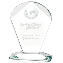 a clear geodesic small optical crystal award - 4x6x2 in