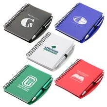 aerial view a group of hardcover notebook pen, image 1 of 2