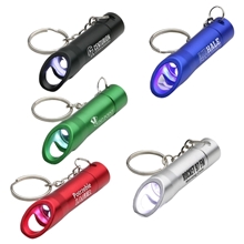 aerial view a group of aluminum led opener key chain, image 1 of 2