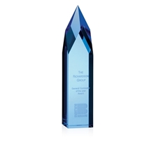 aerial view a blue blue crystal pillar award - 14x9x9 inch, image 1 of 2