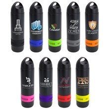 aerial view a group of bayou 14 oz combo water bottle wireless speaker, image 1 of 2