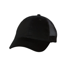 aerial view a black/ black valucap - sandwich trucker cap, image 1 of 3