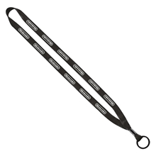 aerial view a black economy lanyard - 1/2 - metal split ring, image 1 of 2