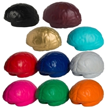 a group of brain shaped squeezie stress balls