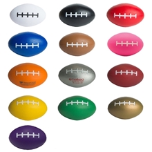 a group of football shaped squeezies stress reliever
