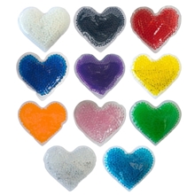 aerial view a group of heart gel beads hot / cold pack, image 1 of 2