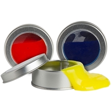 a group of anti - stress slime in a tin