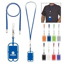 2- In -1 Charging Cable Lanyard With Phone Holder Wallet