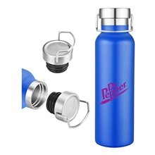 20 oz Black Double - Walled Stainless Steel Tumbler w / Leakproof Screw - On Lid, Carry Ring