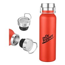 20 oz Red Double - Walled Stainless Steel Tumbler w / Leakproof Screw - On Lid, Carry Ring
