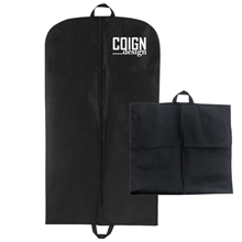 aerial view a black non - woven polypropylene basic garment bag, image 1 of 5