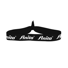 aerial view a black 3/4 fold - over elastic headband, image 1 of 2