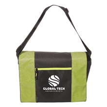 aerial view a lime green porter messenger bag, image 1 of 2