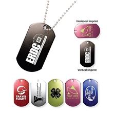 aerial view a group of metal dog tag with 23 1/2 ball chain, image 1 of 3