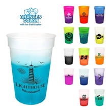 aerial view a group of 17 oz color changing mood stadium cup, image 1 of 2