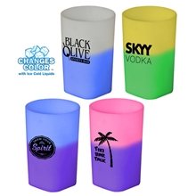 a group of 2 oz colored plastic mood shot glass