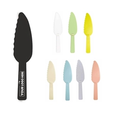 aerial view a group of plastic serrated cake dessert server, image 1 of 2