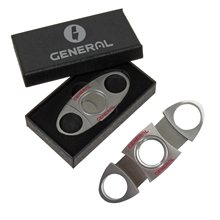a silver stainless steel cigar cutter