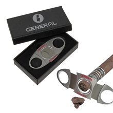 a silver stainless steel cigar cutter