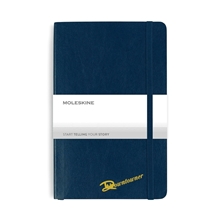 aerial view a sapphire blue moleskine(r) soft cover ruled large notebook, image 1 of 4