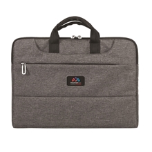 aerial view a gray water repellent laptop bag 16 x 12 x 2, image 1 of 3