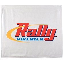aerial view a white 15 x 18 poly blend rally towel, image 1 of 2