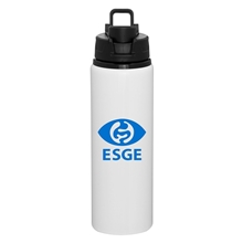 aerial view a white 28 oz h2go surge aluminum water bottle white, image 1 of 8