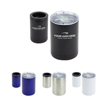 aerial view a group of coventry 12 oz vacuum insulated stainless steel tumbler + can cooler, image 1 of 2