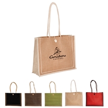 aerial view a group of milan jute tote with cotton rope handles, image 1 of 2