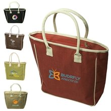 a group of seville jute canvas tote bag