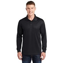aerial view a black sport - tek(r) long sleeve micropique sport - wick(r) polo, image 1 of 6