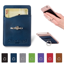 aerial view a group of leeman tuscany(tm) card holder with metal ring phone stand, image 1 of 2