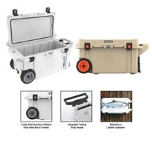 a group of pelican(tm) 80qt wheeled cooler