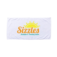 aerial view a white cotton coastal beach towel, image 1 of 2