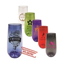 a group of 10 oz plastic stemless champagne flute