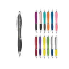 aerial view a group of satin curvy click ballpoint pen - promotional pens, image 1 of 11