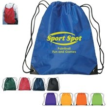 a group of polyester multi color hit large drawstring sports pack 17 x 20